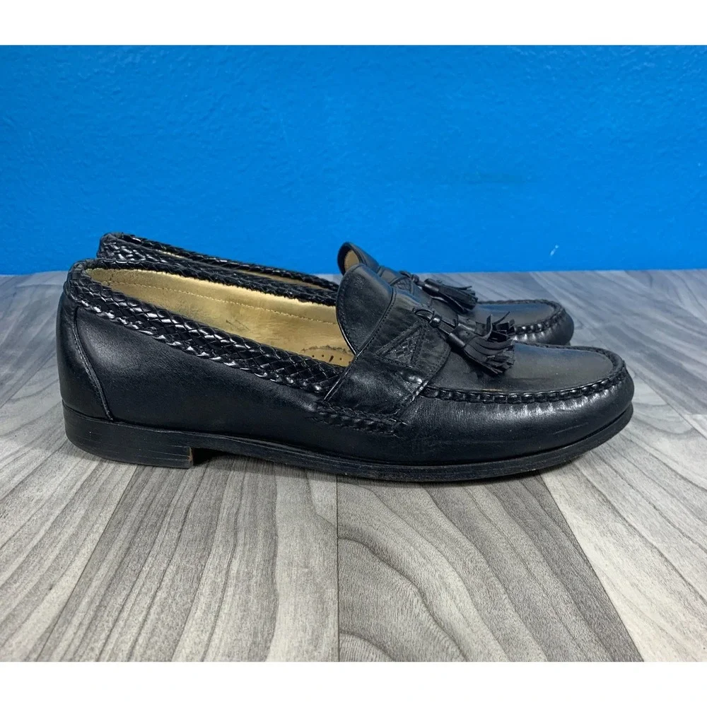 Allen Edmonds black braided tassel mens loafer dress slip on shoes 11 D Medium